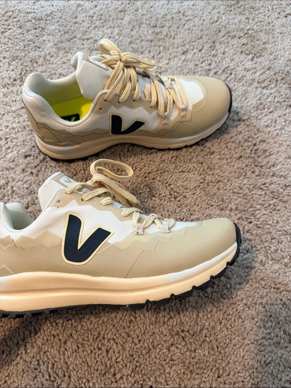 Veja Cream Athletic Sneakers with Black V Logo